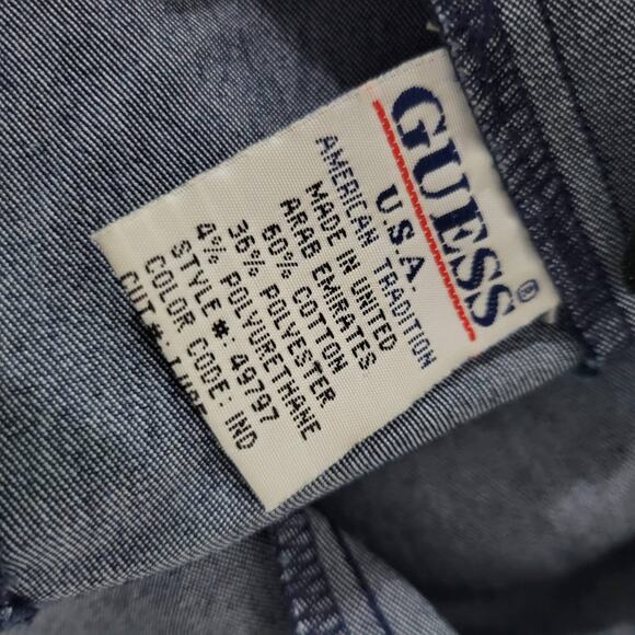 Vintage Guess Denim Dress Blue Jean Bodycon Pencil Halter Back Ties Size Small - Picture 9 of 15